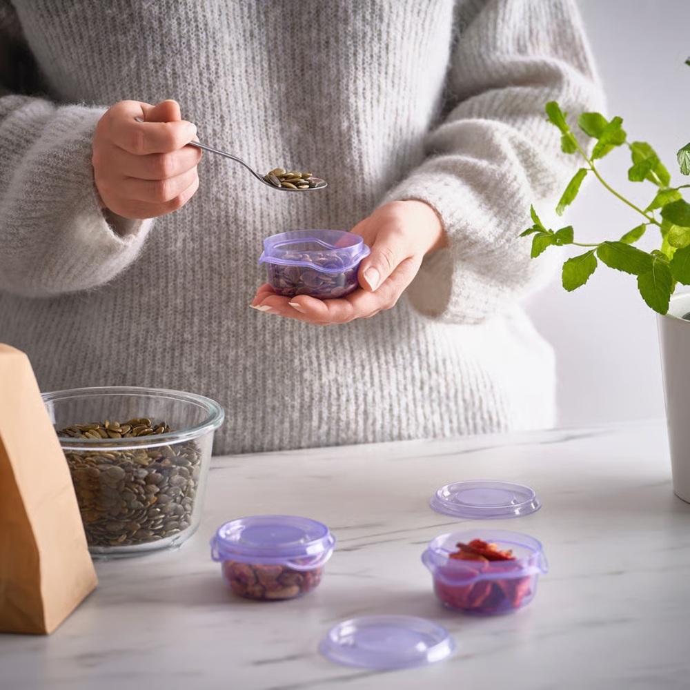 🍒🍒 IKEA PRUTA Small Round Purple Plastic Food Containers, Set of 3
